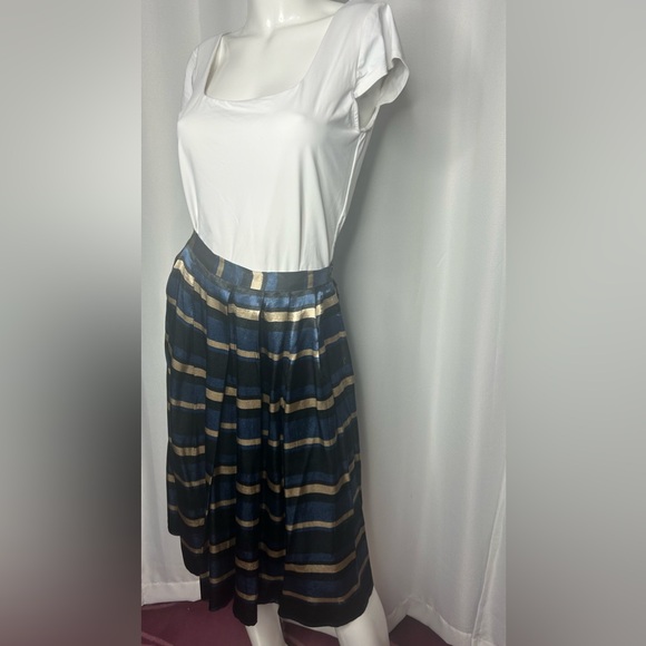 ZARA Multi-Color Pleated Striped Satin Skirt - Picture 5 of 8